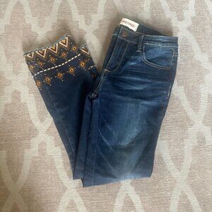 Driftwood Embroidered Straight Fit Pants 25 Southwestern Brown Mustard Yellow